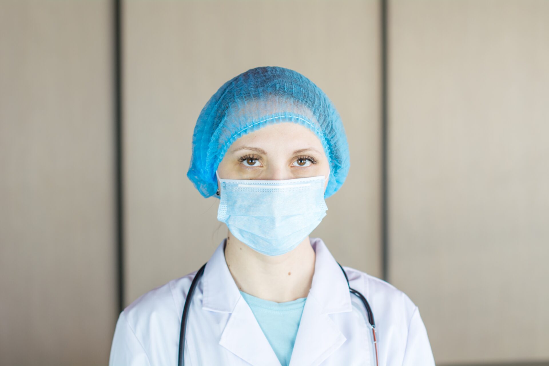 Doctor with mask in the interior