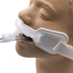 A mannequin with tube in his mouth-closeup